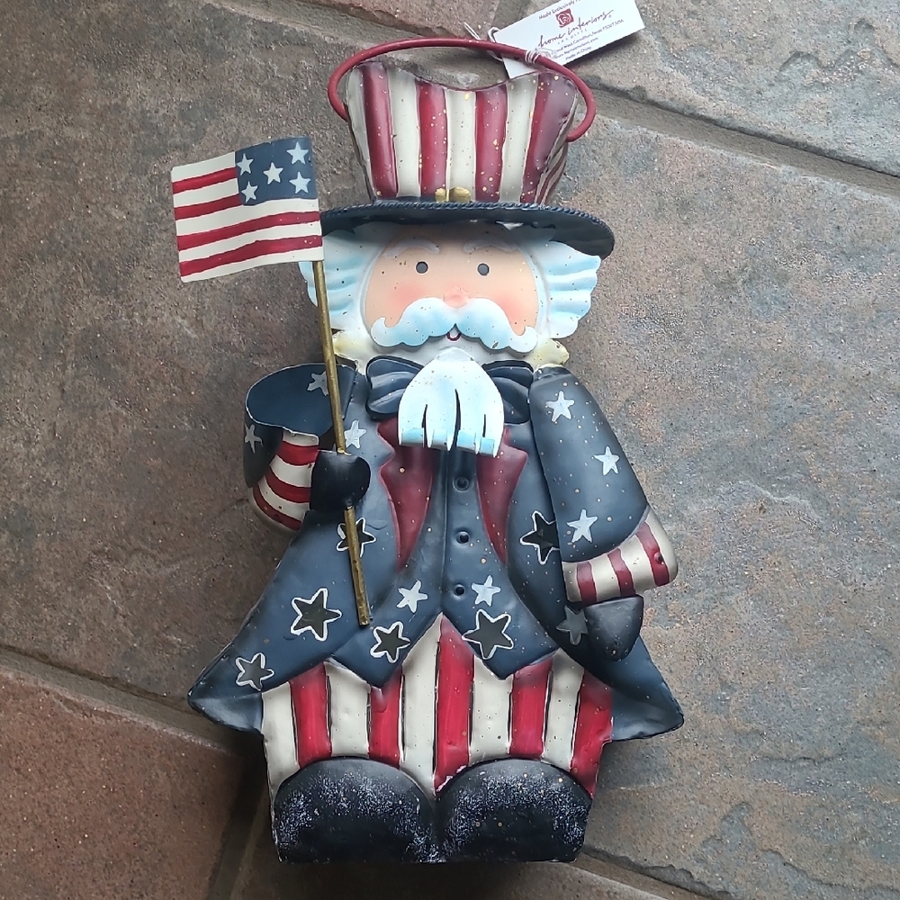 Home Interiors Patriotic Uncle Sam Decorative Metal Votive Lantern